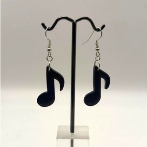 Black Music Note Dangle Earrings – Retro Novelty Statement Jewelry